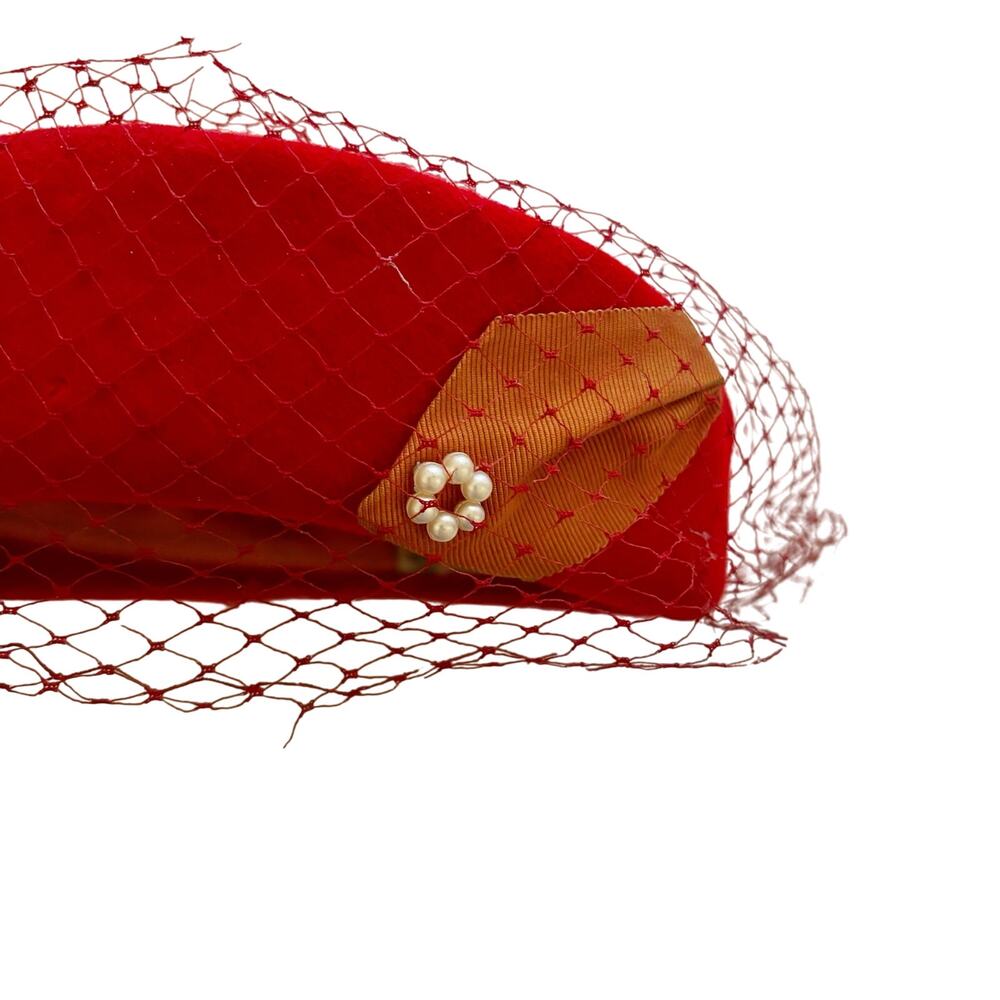 Vintage Union Made Pill Box Hat Red - Picture 8 of 13